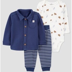 Carter's Baby Boy 3-Piece Outfit Set 6M Bear Bodysuit Jacket Pants NWT